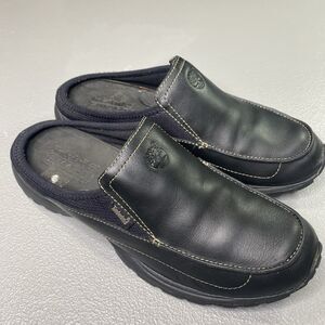 Timberland Smart Comfort Mules Slides Leather Slip On Stretch Womens Sz 8 Black
